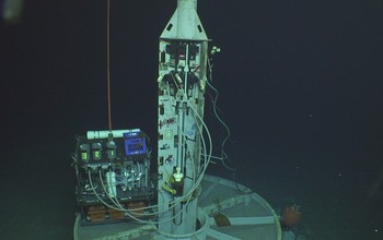 Photo of the watertight seafloor well that's used to access the deep subsurface aquifer.